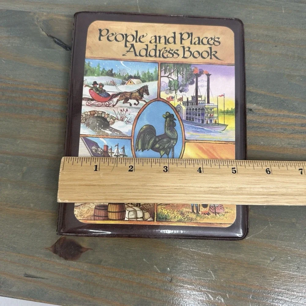 Vintage Address & Telephone Numbers Book Birthday Farm Pioneer Sleigh Art Unused